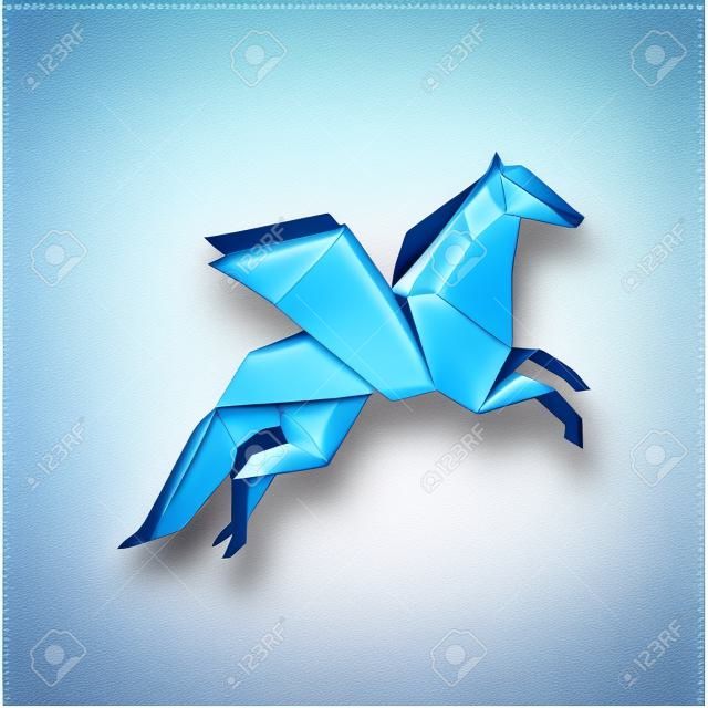 Papier origami Pegasus symbol prosty płaski ikona na tle
