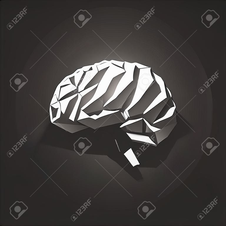 Papier Abstract Human Brain na ciemnym tle. Ilustracja wektora