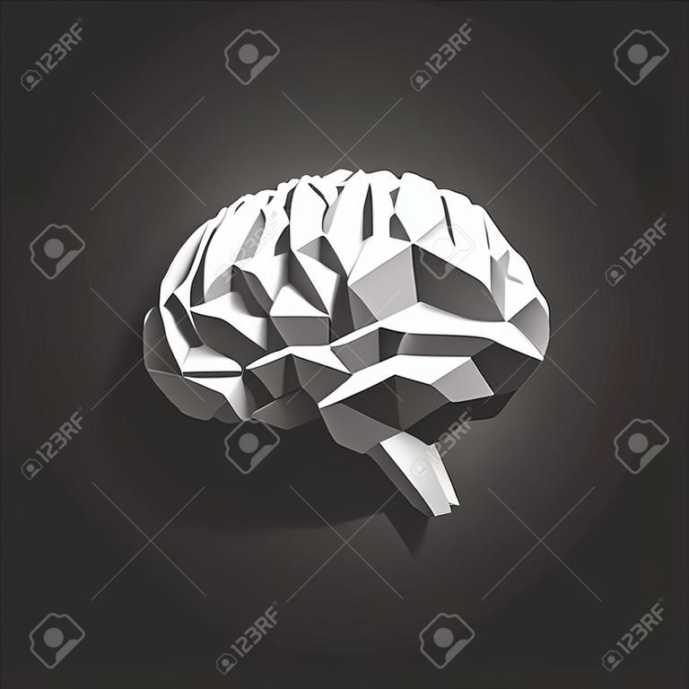 Papier Abstract Human Brain na ciemnym tle. Ilustracja wektora