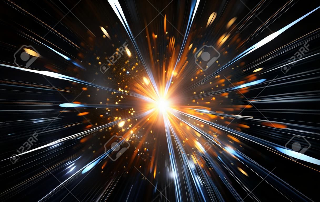 High-energy particles explosion. 3D illustration