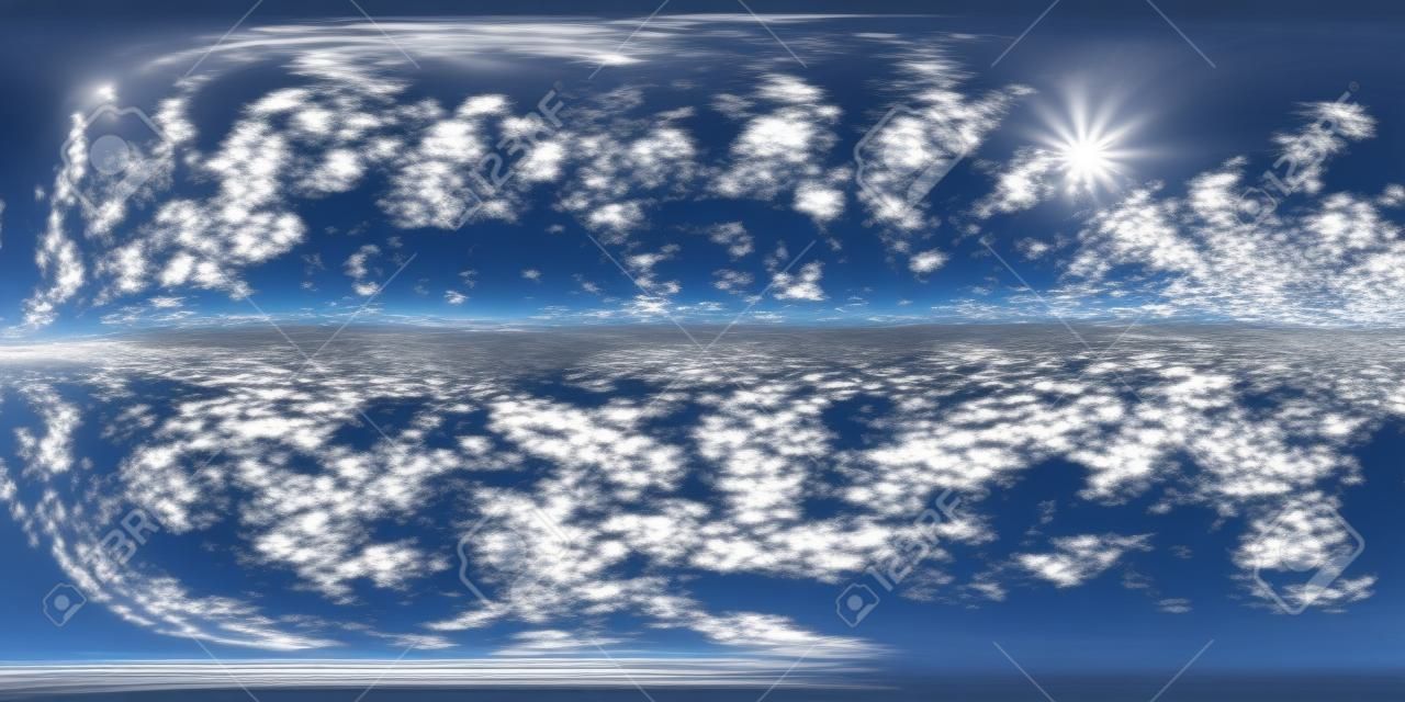Fundo de céu de textura de 360 graus com nuvens, projeção equirectangular, mapa do ambiente.