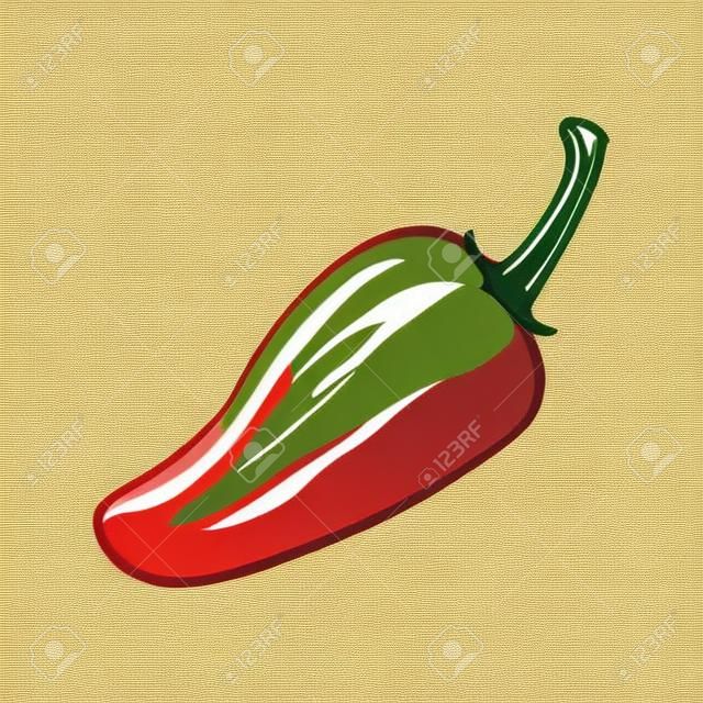 Whole pepper jalapeno. Vector vintage color engraving illustration for menu, poster, label. Isolated on white background. Hand drawn design element