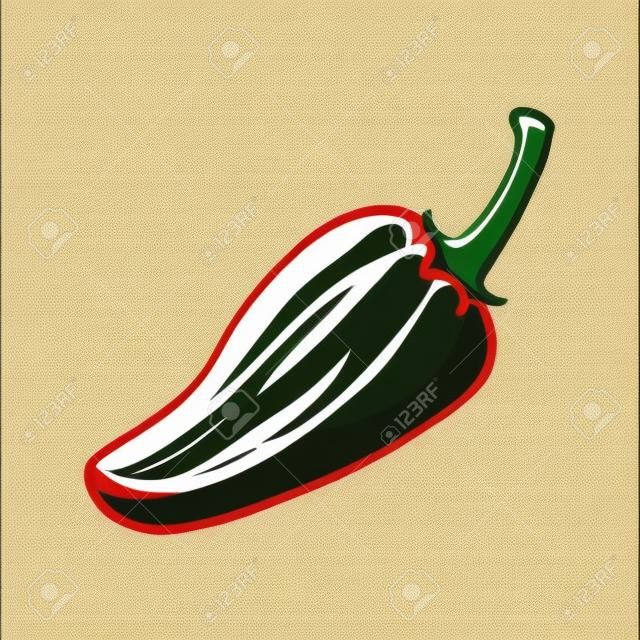 Whole pepper jalapeno. Vector vintage color engraving illustration for menu, poster, label. Isolated on white background. Hand drawn design element