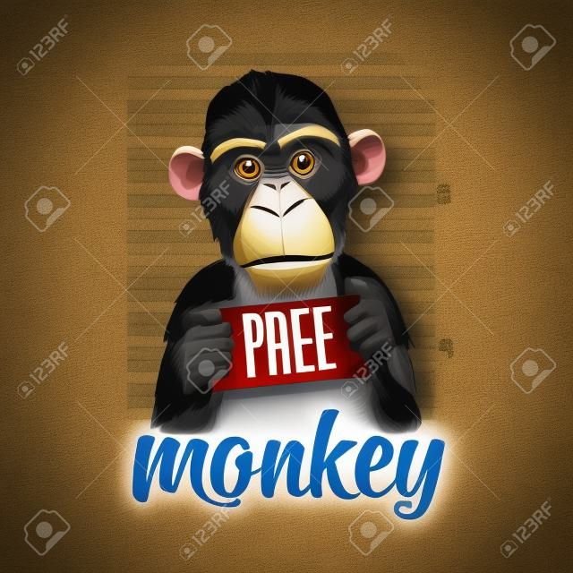 Monkey holding a police department banner