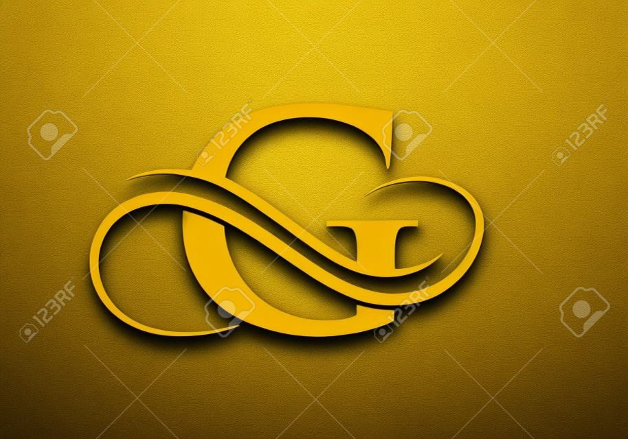 Modelo de logotipo de luxo inicial de letra G. Conceito de ouro de logotipo G premium. Logotipo de letra G com cor de luxo dourada e design de monograma.