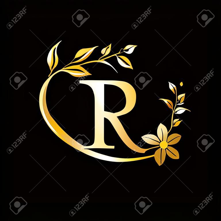 Logo de fleur de beauté lettre R avec concept créatif pour entreprise, entreprise, décoration, fleur, beauté, modèle vectoriel premium spa