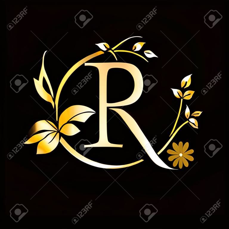 Logo de fleur de beauté lettre R avec concept créatif pour entreprise, entreprise, décoration, fleur, beauté, modèle vectoriel premium spa