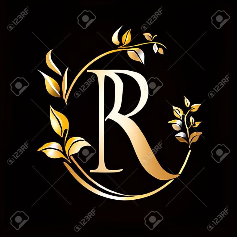 Letter R Beauty flower logo with creative concept for company, business, decorative, flower, beauty, spa premium vector template