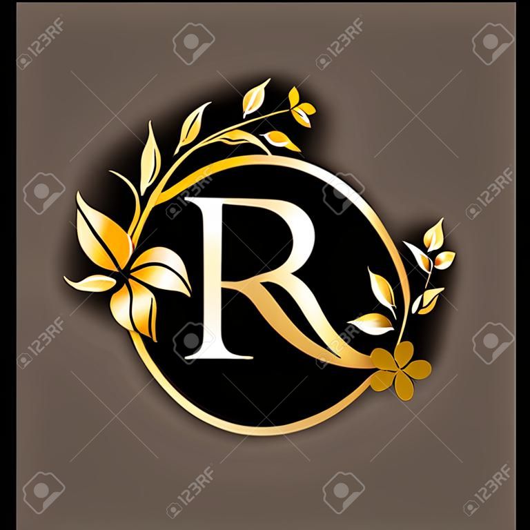 Logotipo de flor de letra R Beauty con concepto creativo para empresa, negocio, decoración, flor, belleza, plantilla de vector premium de spa