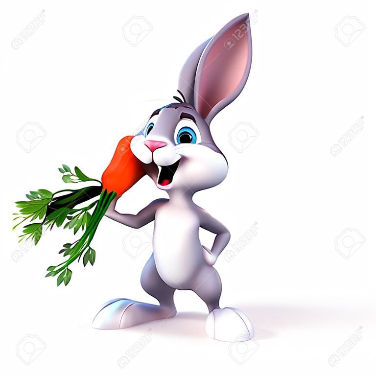 3d illustration de l'art de manger la carotte lapin
