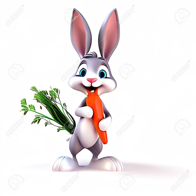Ilustración 3d arte de comer zanahoria conejito