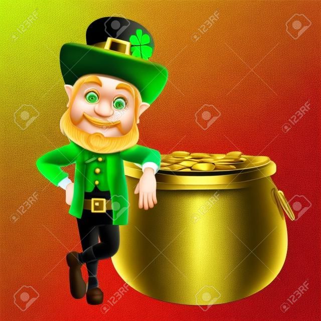Leprechaun for st  patrick s day with golden coins