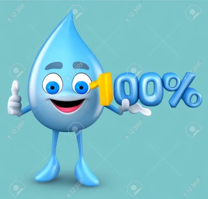 Cartoon Character Of Water Drop with Percentage