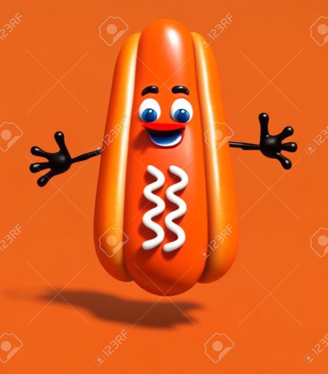 3d rendered illustration of hot dog cartoon character