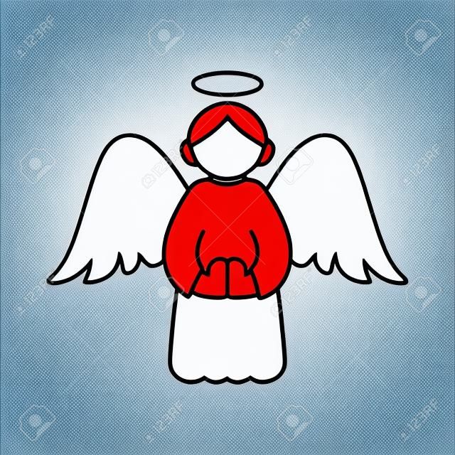 Christmas angel thin line icon on white background