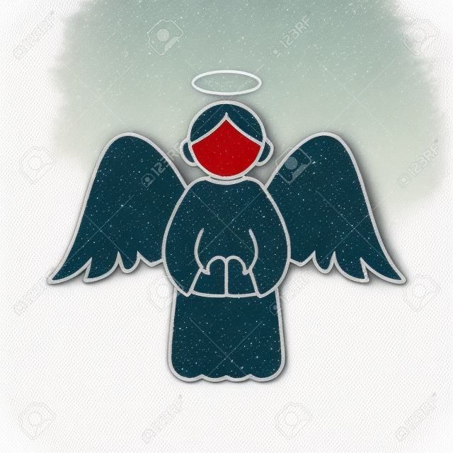 Christmas angel thin line icon on white background