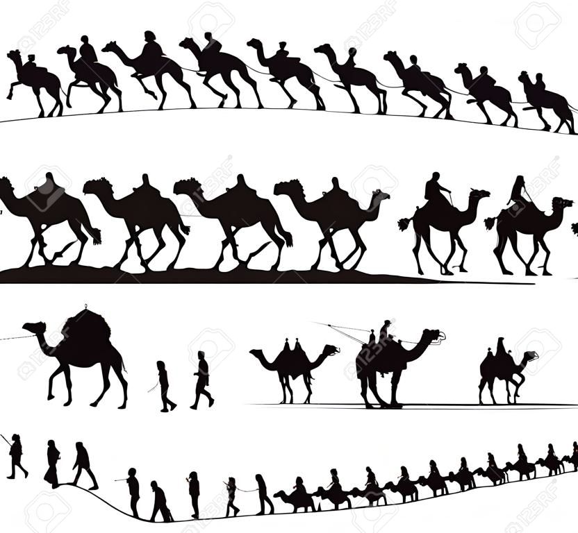 Camel and caravan Silhouettes
