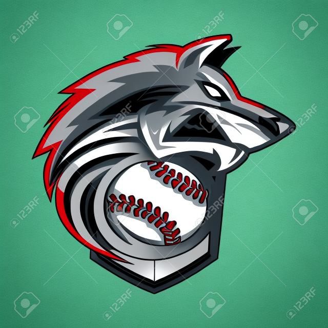 Baseball Wolf Team Logo