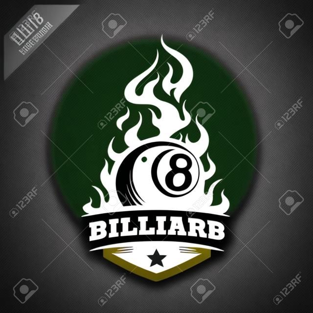 Billiard 8 ball flame badge logo vector