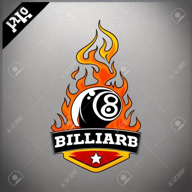 Biljart 8 bal vlam badge logo vector