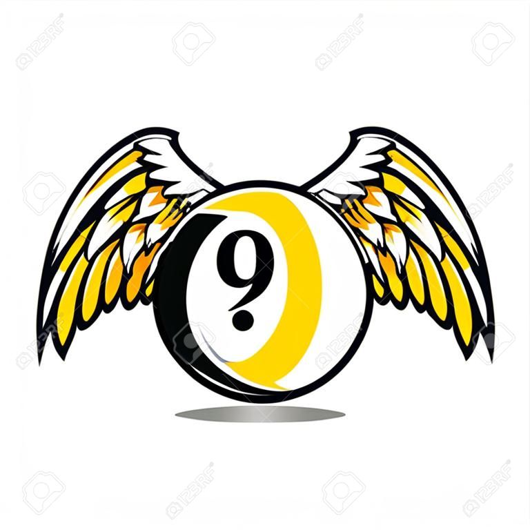 Billard 9 Ball Wing Logo Vektor