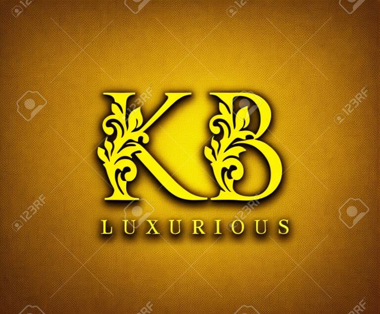 Golden Letter KB Logo Icon . Initial Letter K and B Design Vector Luxury Gold Color.Print monogram initials stamp sign symbol.