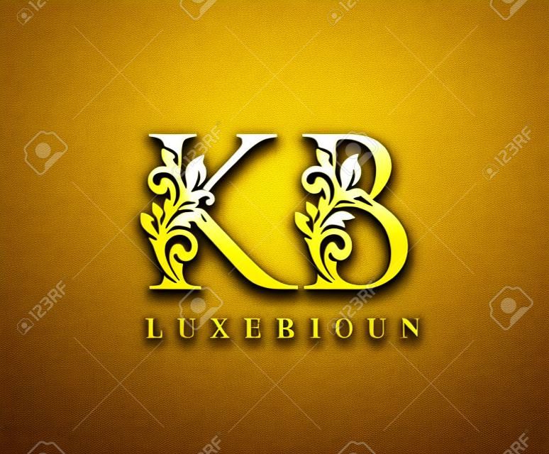 Golden Letter KB Logo Icon . Initial Letter K and B Design Vector Luxury Gold Color.Print monogram initials stamp sign symbol.