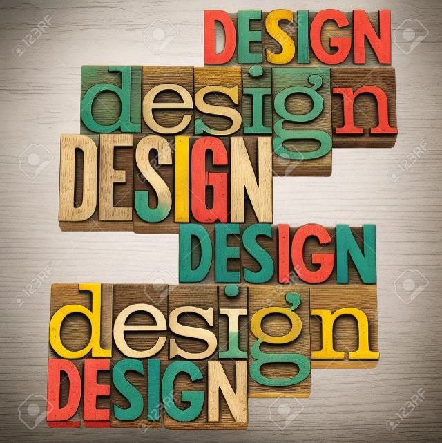 collage de mot design en blocs d'impression typographie bois vintage, isolé sur blanc, variété de polices