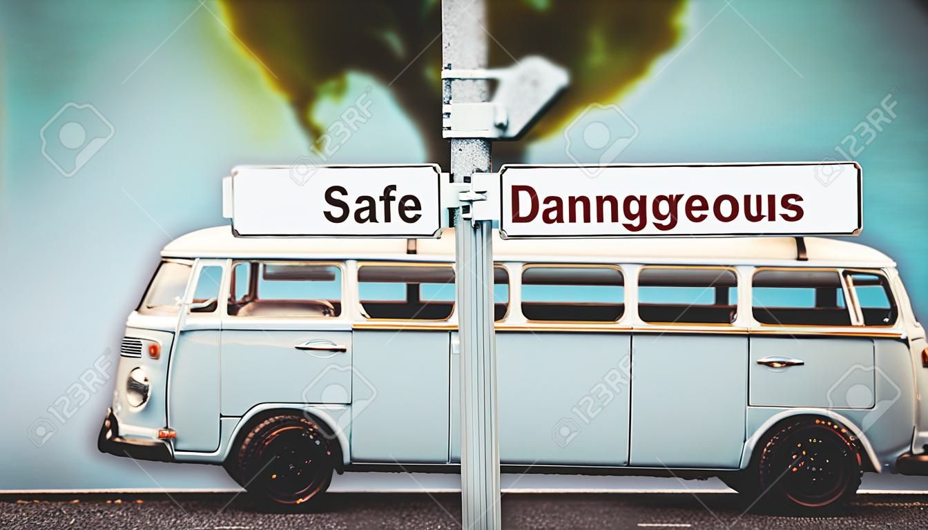 Assine o caminho de direção para seguro versus perigoso
