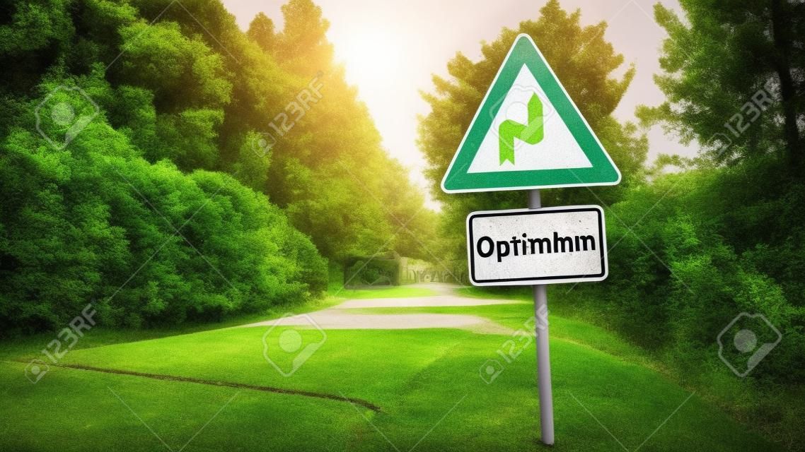 Znak ulicy kierunek droga do optymizmu