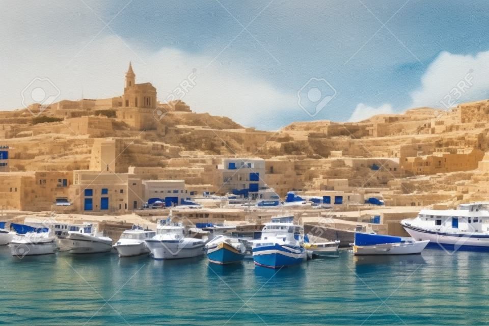 Mgarr fishing and ferry port in Gozo, Malta