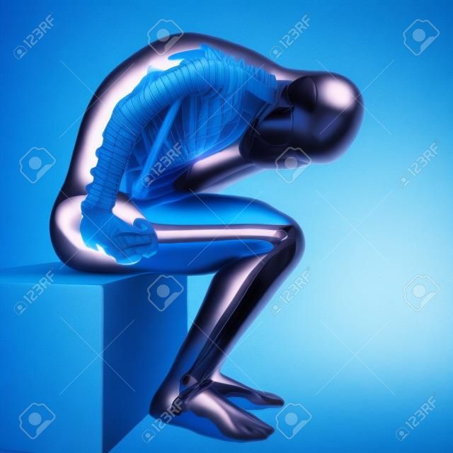 dolor de cuerpo completo en azul