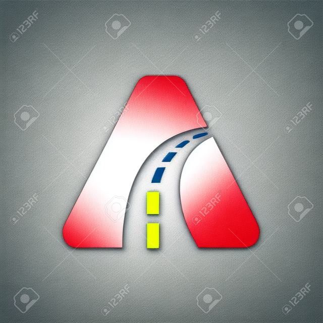 Letter A Transportation Logo gebaseerd op Road Path Symbool Vector Template