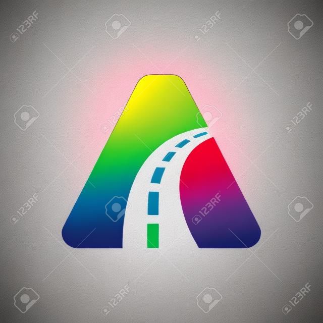 Letter A Transportation Logo Based On Road Path Symbol Vector Template
