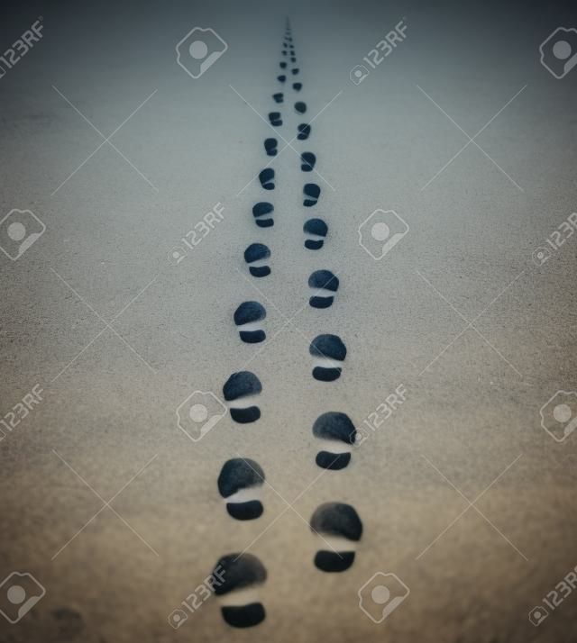 Foot steps walking away; in perspective