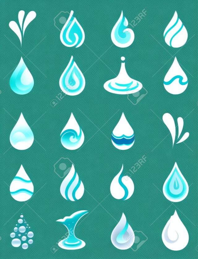 cones de água vector. Droplet e splash forma.