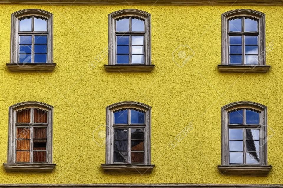Windows of an old house in Krakow city, Poland