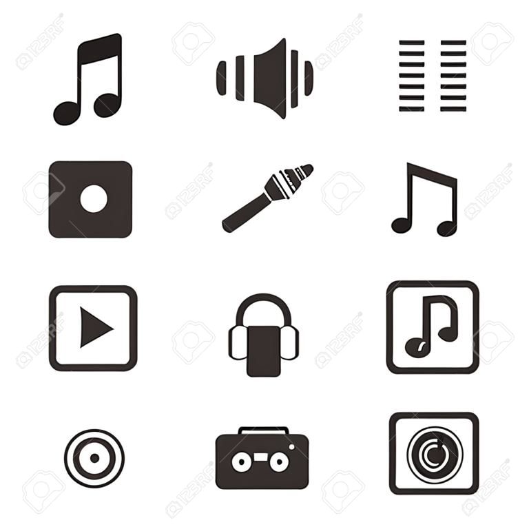 Iconos de la música con el fondo blanco