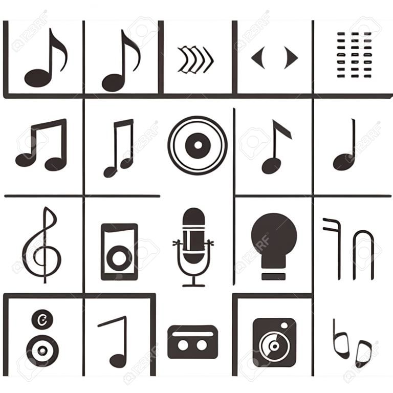 Iconos de la música con el fondo blanco