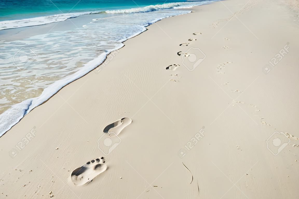 Beautiful footprint on beach island of Thailand