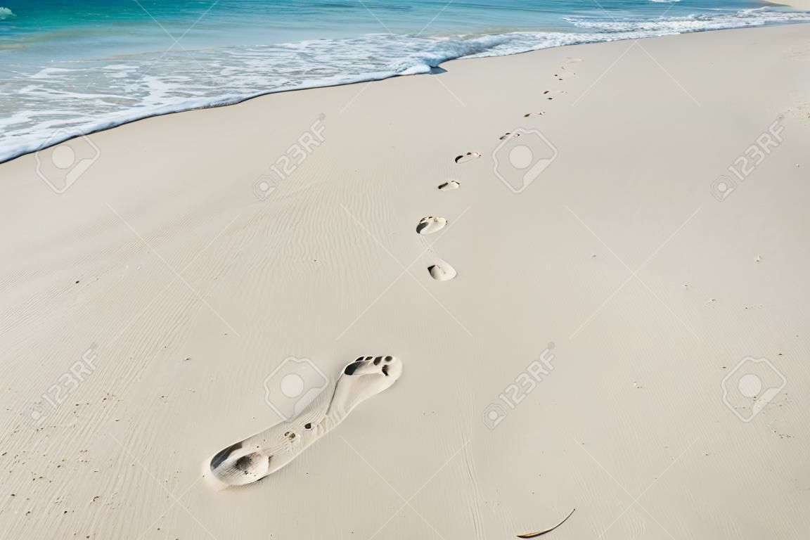 Beautiful footprint on beach island of Thailand