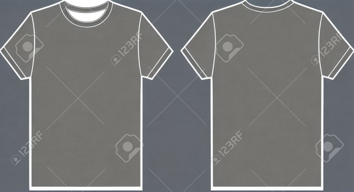 parte de atrás y delante de una ilustración vectorial en blanco t-shirt
