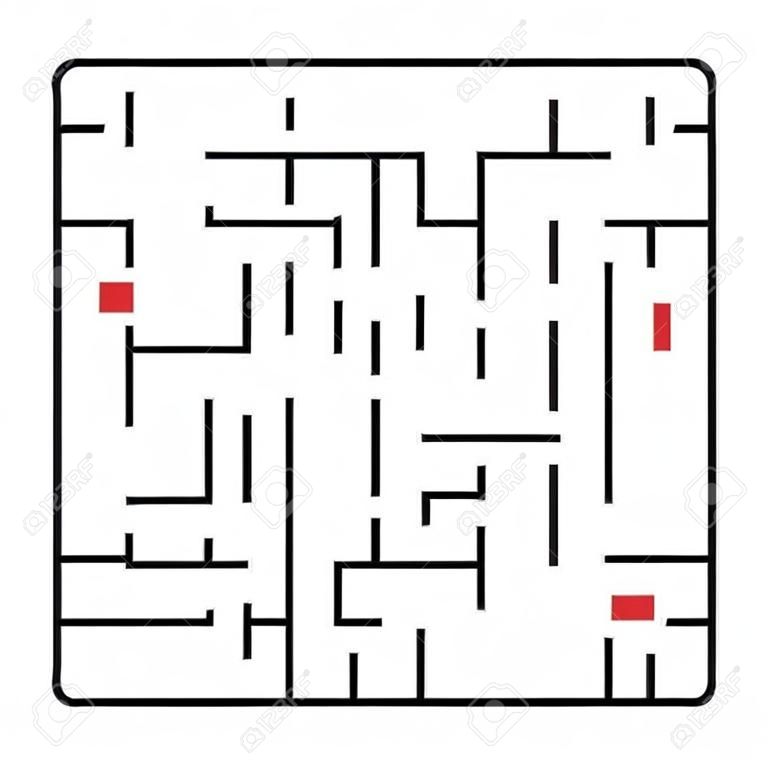 Abstract square maze. Easy level of difficulty. Game for kids. Puzzle for children. One entrances, one exit. Labyrinth conundrum. Flat vector illustration isolated on white background.