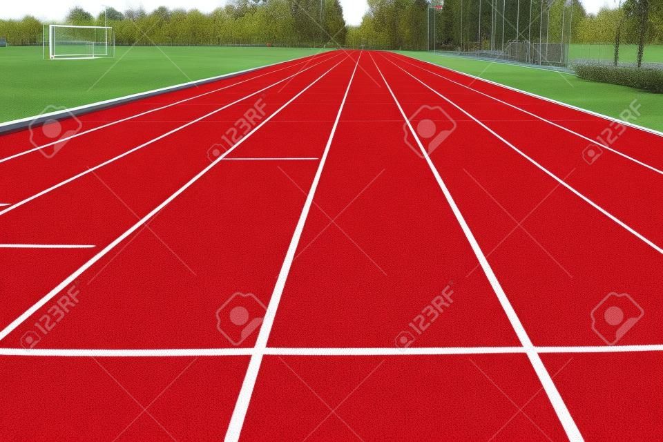Athlete track or running track,Rubber granules red background,For outdoor exercise