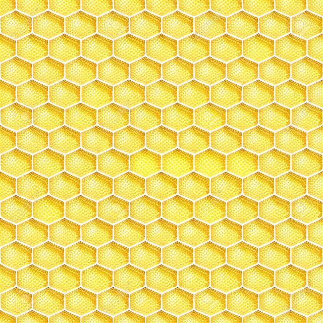 蜂窝无缝模式。明亮的金色太阳背景。蜂蜜养蜂场。蜜蜂工作。健康的天然产品。传染媒介例证。