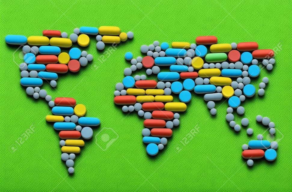 Таблетки в форме карты мира