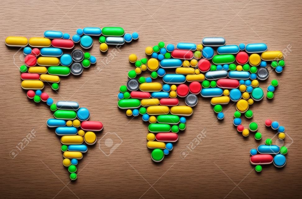 Таблетки в форме карты мира