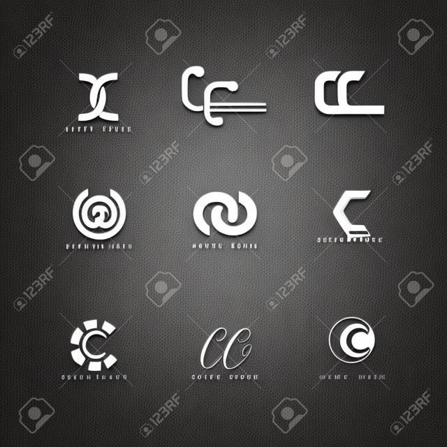 Cc徽标矢量，与创意字体集的设计字母。