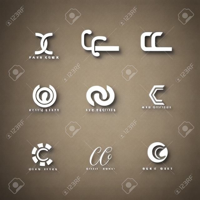 Cc логотип вектор, дизайн письмо с творческим набором шрифтов.