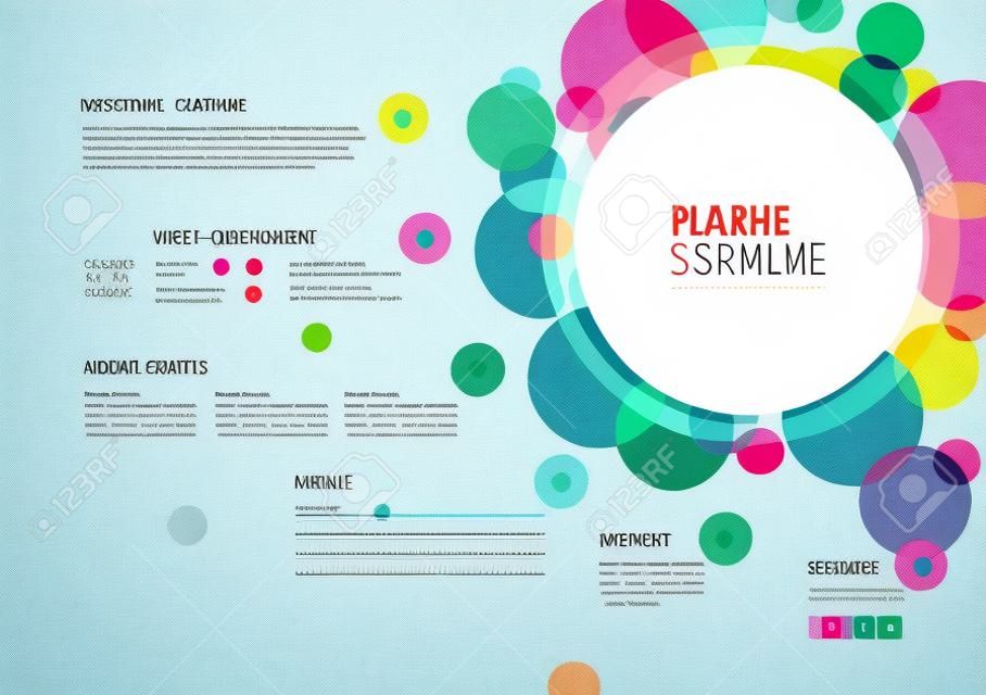 Creative simple cv template with colorful circles shapes.